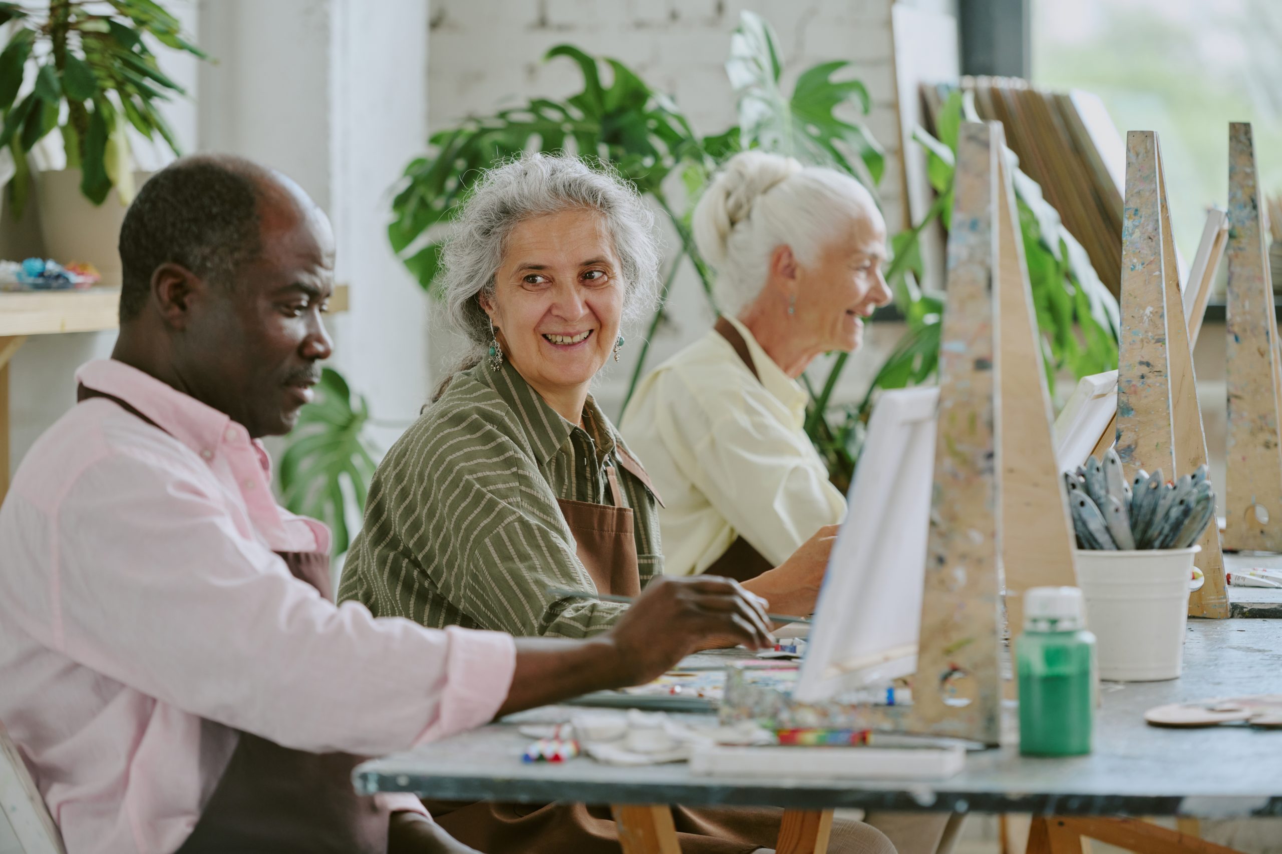 Senior People Having fun during Art Therapy